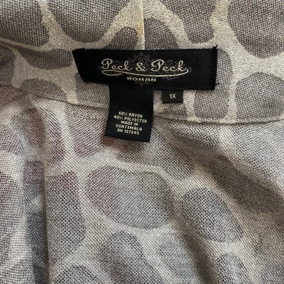 Peck & Peck Giraffe Print Open Front Cardigan Sweater‎ XL Lightweight Drape Knit - Picture 4 of 7